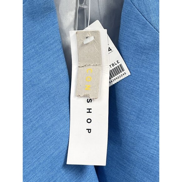 TopShop Long Line Double Breasted Blue Vest Sz S 4 NWT Minimalist Capsule Office - Picture 5 of 7